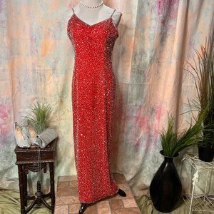 Laurence Kazar Sparkling Red Evening Gown